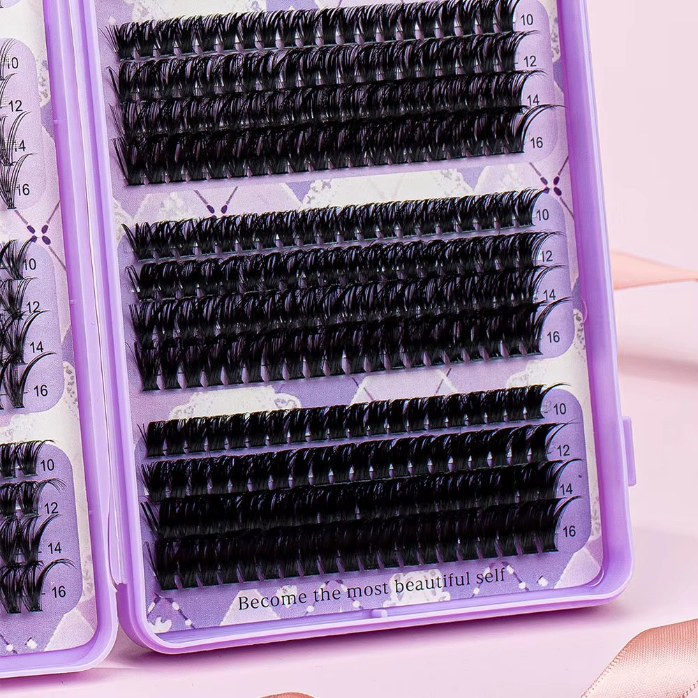 DIY Lash Extension Kit 10-100D Lash Clusters Individual Eyelashes Kit with Lash Bond and Seal Wispy Natural Lashes